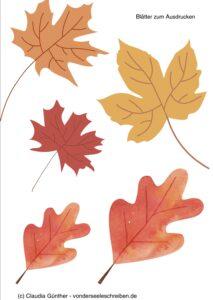 A4 Blatt mit Herbstblättern als Vorlage zum Ausdrucken